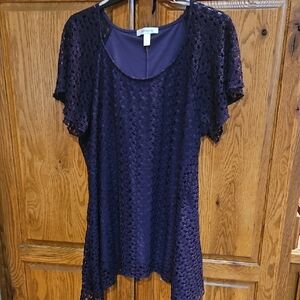 Dress Barn Dark Purple Lace Blouse